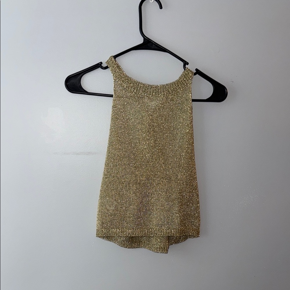 superdown Metallic Gold Knit Halter Camisole